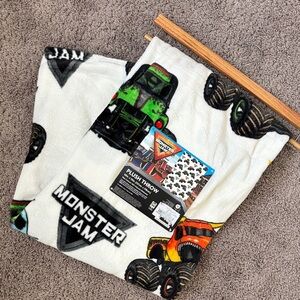Monster Jam Plush Throw Blanket - White and Black - Burlington Coat Factory